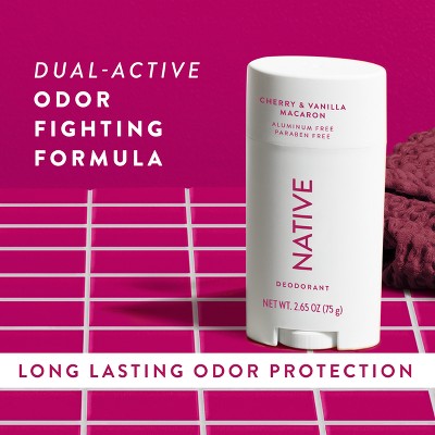Native Deodorant for Women & Men - Cherry & Vanilla Macaron - Aluminum Free - 2.65oz