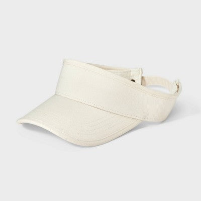 Women's Recycled Polyester Visor Hat - Universal Thread Cream: Adjustable Twill Sun Hat, Midweight Fabric