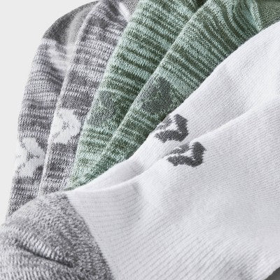Kids' 6pk No Show Socks - All In Motion Green/Gray M