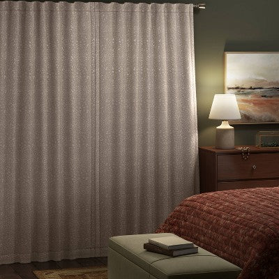 50"x63" Blackout Embossed Velvet Curtain Panel Brown - Threshold: Tiger Print, Recycled Polyester, Rod Pocket