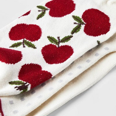 Women's Apple 3pk Low Cut Socks - A New Day Ivory/Red 4-10