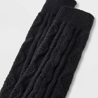 Women's Cotton Blend Cable Knee High Boot Socks - Universal Thread Black 4-10