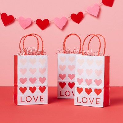 8.375" x 5.25" x 3.25" Valentine's Day 4pk XS Gift Bags - Spritz