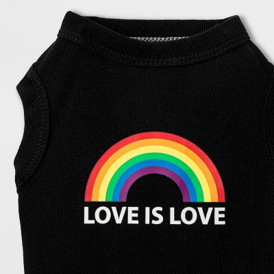 Love is Love Pride Dog and Cat Tank Shirt - XXS/S - Black - Boots & Barkley