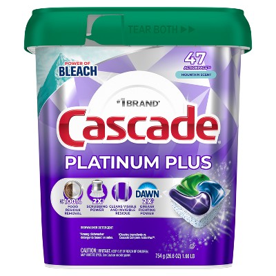 Cascade Platinum Plus Action Pacs Dishwasher Detergent - Mountain Scent - 47ct