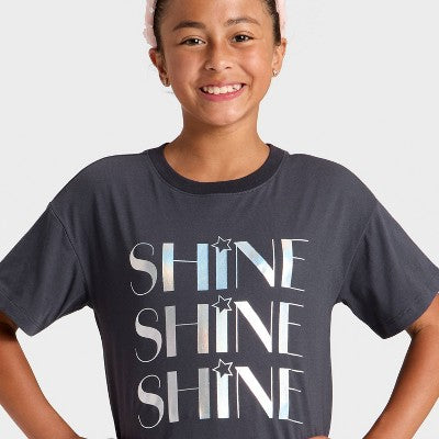 Girls' Shine Oversized Graphic T-Shirt - Cat & Jack Gray L