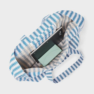 Striped Oversized Cotton Tote Bag - Universal Thread Blue