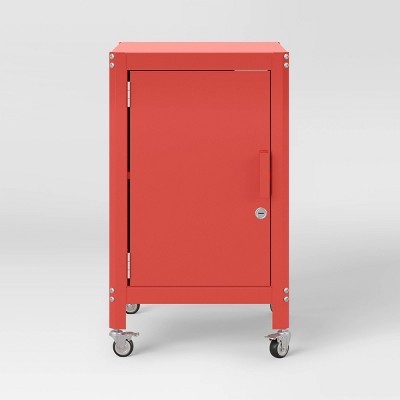 Metal Rolling Dorm Locker Storage Cabinet with Lock Coral Red - Room Essentials (LOCAL PICKUP ONLY)