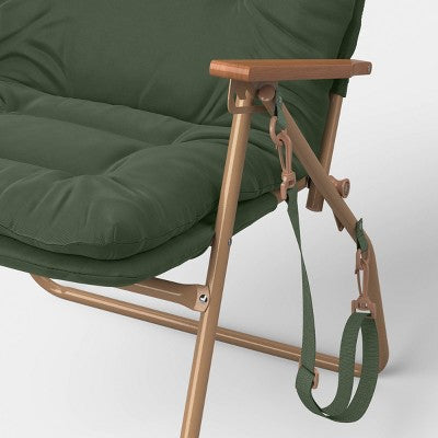 Padded Folding Beach Chair Green - Threshold (LOCAL PICKUP ONLY)