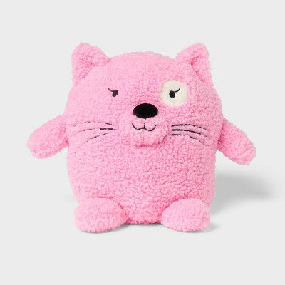 Cat Kids' Mini Weighted Plush Throw Pillow Pink - Pillowfort