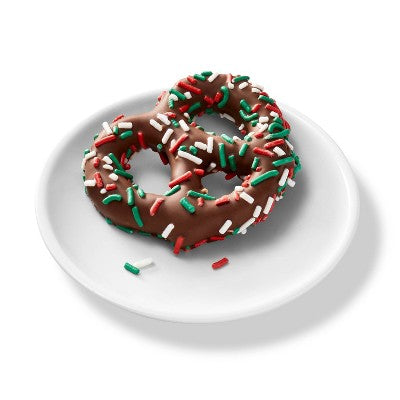 Christmas Milk Chocolate Pretzel Twist with Green and Red Sprinkles - 1oz - Favorite Day