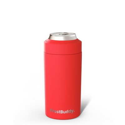 FrostBuddy Universal Buddy Insulated Can Cooler | Fits 12 / 16 Oz Cans, Slim Cans & Bottles | Stainless Steel Drink Holder Red