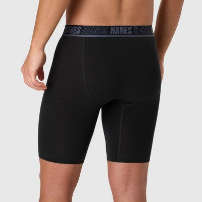 Hanes Men's Anti-Chafe Long Leg Boxer Briefs 3pk - Black/Gray/Blue M