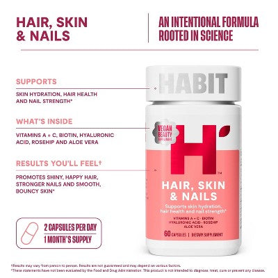 HABIT Hair Skin and Nails Vegan Capsules - 60ct