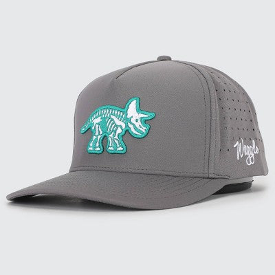 Waggle Adult Polyester Triceratops Baseball Hat - Dark Gray: Adjustable Snapback, One Size