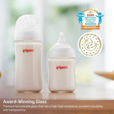 Pigeon Nurture & Nest Wide-Neck Anti-colic Glass Baby Bottles with Nipples - 5 fl oz/2pk