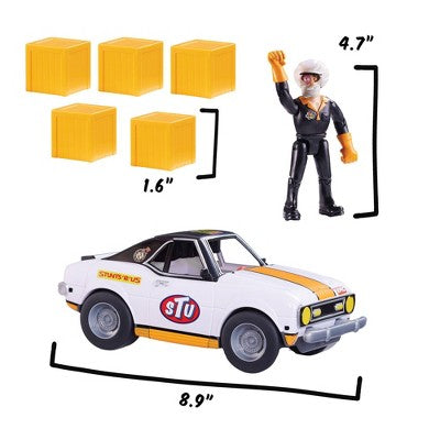 Stuntman Stu Race Ace Stunt Car Break Apart Stunt Set with Action Figure Pop-Off Parts and Crash Crates