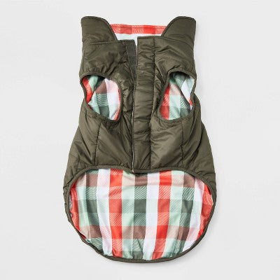 Reversible Plaid Dog Vest - Boots & Barkley L: Adjustable, Hook and Loop Closure