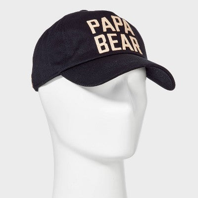 Men's 5 Panel Cotton Twill Papa Bear Baseball Hat - Goodfellow & Co Black