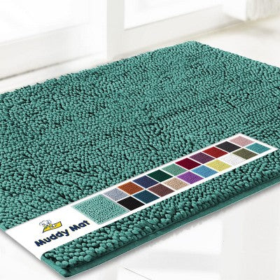 Muddy Mat Highly Absorbent Soft Chenille Door Mat and Pet Rug Non Slip Thick Washable Area and Bath Mat for Indoor & Outdoor-Grey Large 24"x36"