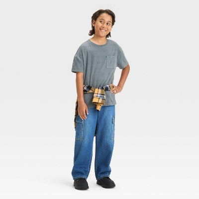Boys' Short Sleeve Jacquard T-Shirt - Cat & Jack Charcoal Gray XS