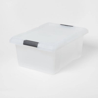Medium Frosted Latching Storage Box - Brightroom: Stackable Polypropylene Tote with Lid, 48L Capacity (LOCAL PICKUP ONLY)