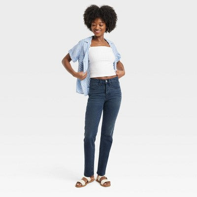 Women's Mid-Rise 80's Slim Fit Jeans - Universal Thread Dark Wash 4
