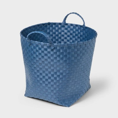 Woven Plastic Floor Basket Navy - Brightroom