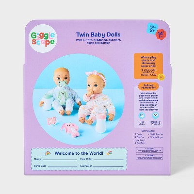 14" Boy Girl Twin Baby Dolls - Blonde Hair + Blue Eyes - Gigglescape