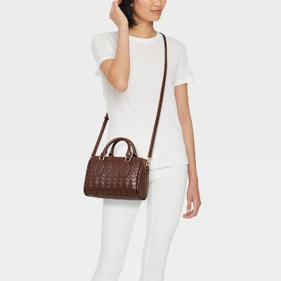 Woven Mini Bowler Crossbody bag - A New Day Brown