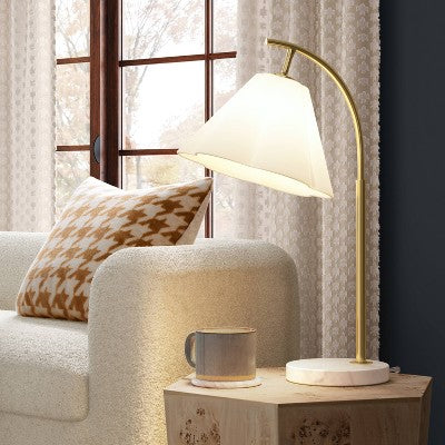 Scalloped Shade Table Lamp with Marble Base White - Threshold (LOCAL PICKUP ONLY)