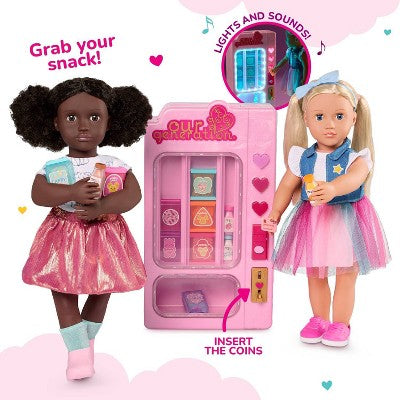 Our Generation Snacktime Fun Pink Vending Machine & Play Food Set for 18" Dolls