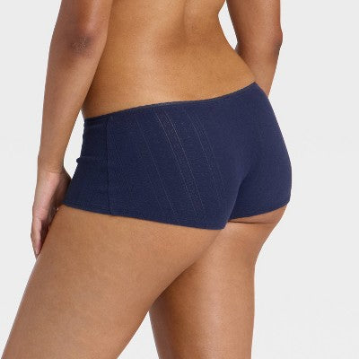 Women's Pointelle Ruched Front Boy Shorts - Wild Fable Blue XXL