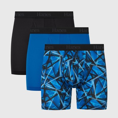 Hanes Originals Premium Super Stretch Boxer Briefs 3pk - Blue/Black L