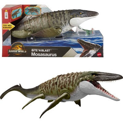 Jurassic World Rebirth Bite N Blast Mosasaurus and Mini Dilophosaurus
