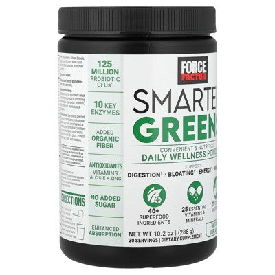 Force Factor Smarter Greens®, Daily Wellness Powder, Naturally Unflavored, 10.2 oz (288 g)