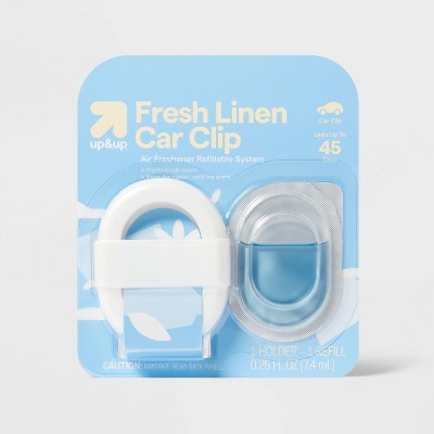 Car Clip Air Freshener Refillable System - Fresh Linen - 0.25oz - up&up: Paraben-Free, Phthalate-Free, Reusable