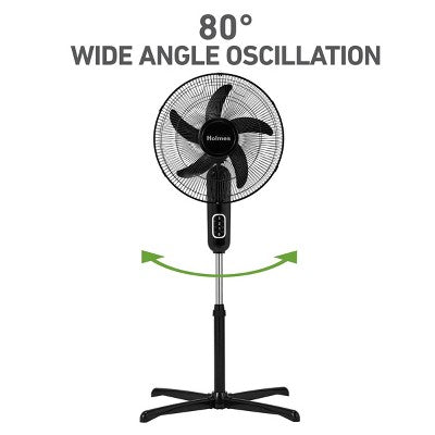 Holmes 16" Blade Breeze Manual Stand Oscillating Fan Black