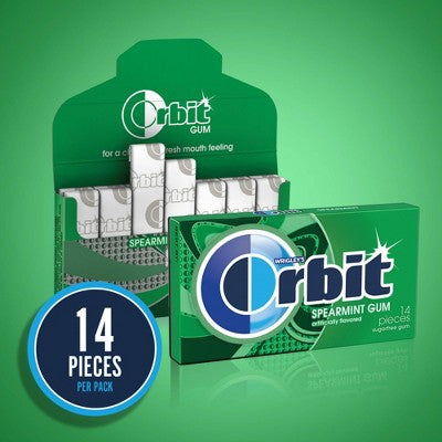 Orbit Spearmint Sugar-Free Chewing Gum Single Pack -14ct