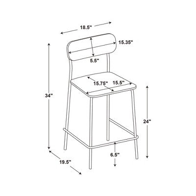 Set of 2 24" Wood with Metal Base Counter Stool with Footrest Natural - Room Essentials (LOCAL PICKUP ONLY)