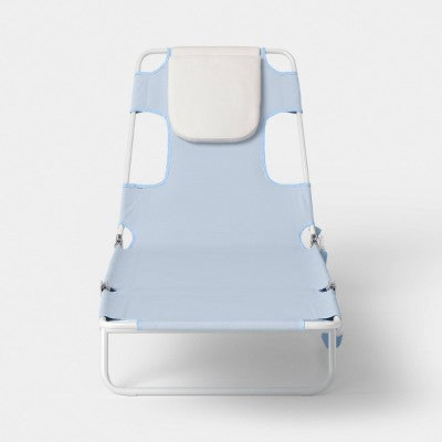 Folding Beach Tanning Chair Light Blue - Room Essentials (LOCAL PICKUP ONLY)