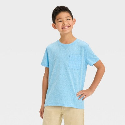 Boys' Short Sleeve Heathered T-Shirt - Cat & Jack Light Blue S