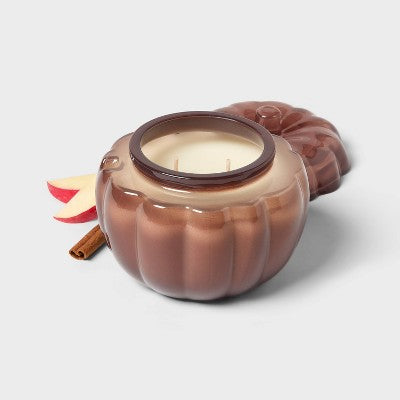 2 Wick Medium Glass Fall Pumpkin Warm Cider and Cinnamon Jar Candle - Threshold: Fall