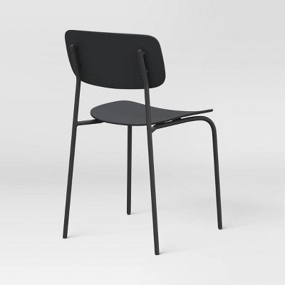 Set of 2 Molded Plastic with Metal Base Dining Chair Black - Room Essentials (LOCAL PICKUP ONLY)