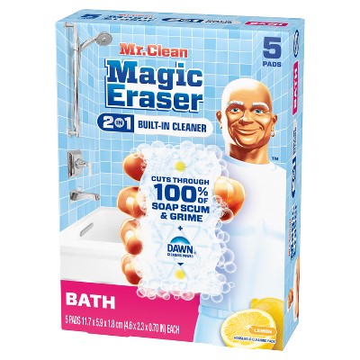 Mr. Clean Lemon Magic Eraser 2-in-1 Built-In Cleaner Bath - 5ct