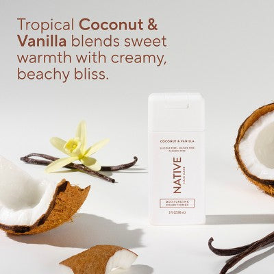 Native Coconut & Vanilla Moisturizing Conditioner - 3 fl oz: For All Hair Types, Paraben-Free, Silicone-Free