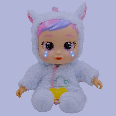 Cry Babies Sleep Routine Jenna: Articulated Plastic Baby Doll with Straight Hair and Purple Eyes