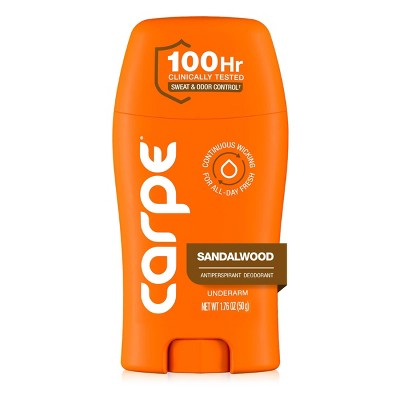 Carpe Men's 100HR Sweat & Odor Control Antiperspirant Deodorant - Sandalwood - 1.76oz: Paraben-Free, Vegan, Cream, Under Arm