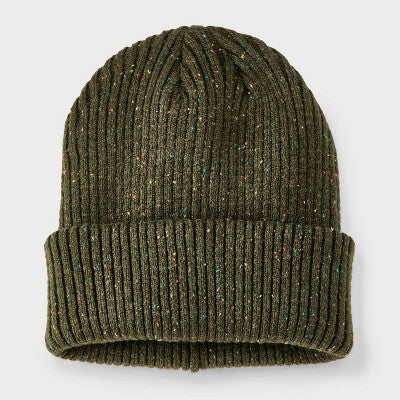 Men's Speckle Ribbed Beanie - Goodfellow & Co Olive Green