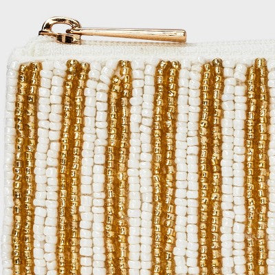 Beaded Striped Zip Pouch - A New Day Gold